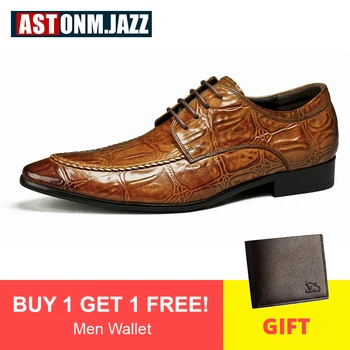 Men's Casual Wedding Shoe Lace-Up Men Leather Shoes Formal Dress Shoe Crocodile Genuine Leather Pointed Oxford Shoes For Men New 
Men's Casual Wedding Shoe Lace-Up Men Leather Shoes Formal Dress Shoe Crocodile Genuine Leather Pointed Oxford Shoes For Men New