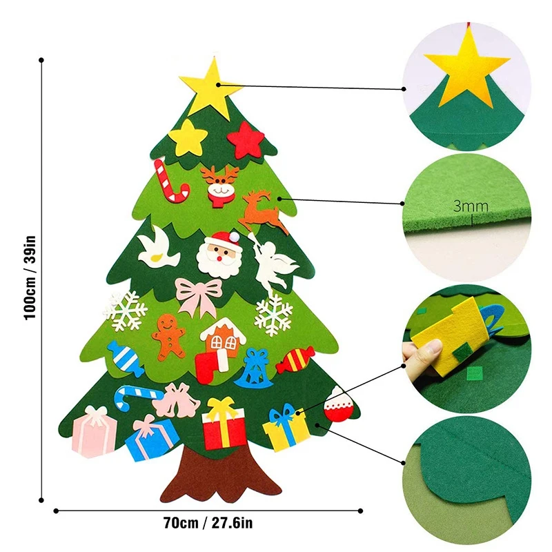 diy christmas tree with 25 pcs ornaments for kids, xmas gifts