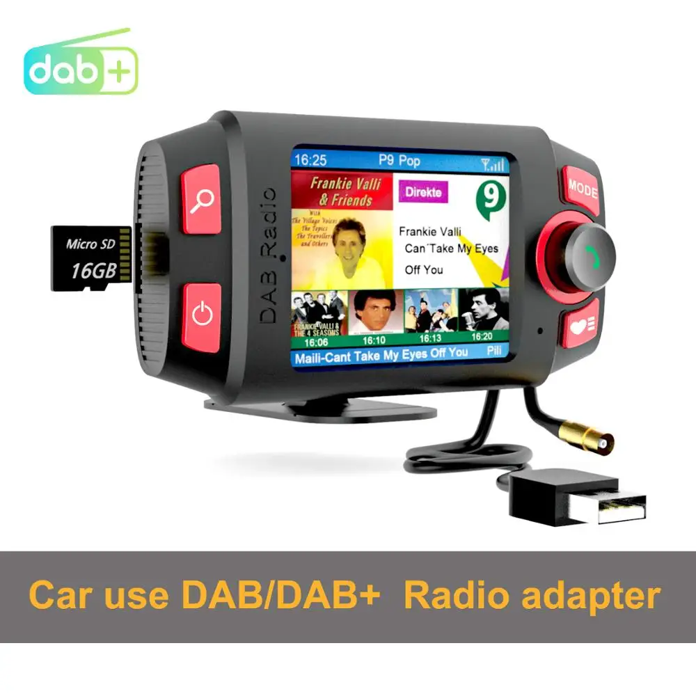 Автомобильный радиоадаптер DAB +/DAB с цветным дисплеем 2 4 дюйма FM передатчик Bluetooth