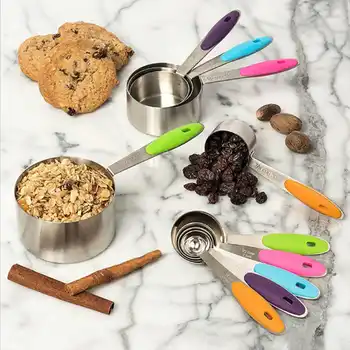 10Pcs Measuring Cups Ingredients Measuring Spoons Kitchen Scoop Set Stainless Steel Silicone for Baking Tea Coffee Measuring
10Pcs Measuring Cups Ingredients Measuring Spoons Kitchen Scoop Set Stainless Steel Silicone for Baking Tea Coffee Measuring