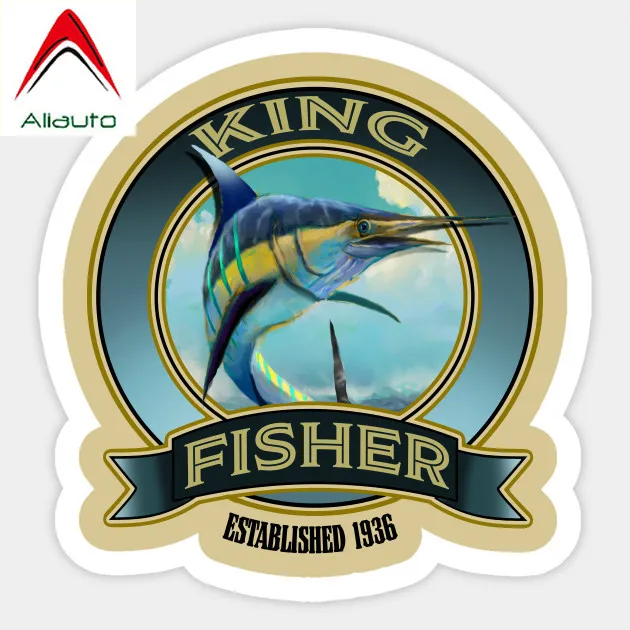 Aliauto King Fisher Sticker Go Fishing Bait Motorcycle Bike Car Tickers Vinyl Reflective Cover Scratches Decal 10cm*10cm | Автомобили и