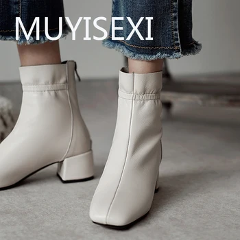 Fashion genuine leather zipper ankle boots 5cm high heels square toe short boots classic elegant dating princess MAK01 MUYISEXI 
Fashion genuine leather zipper ankle boots 5cm high heels square toe short boots classic elegant dating princess MAK01 MUYISEXI