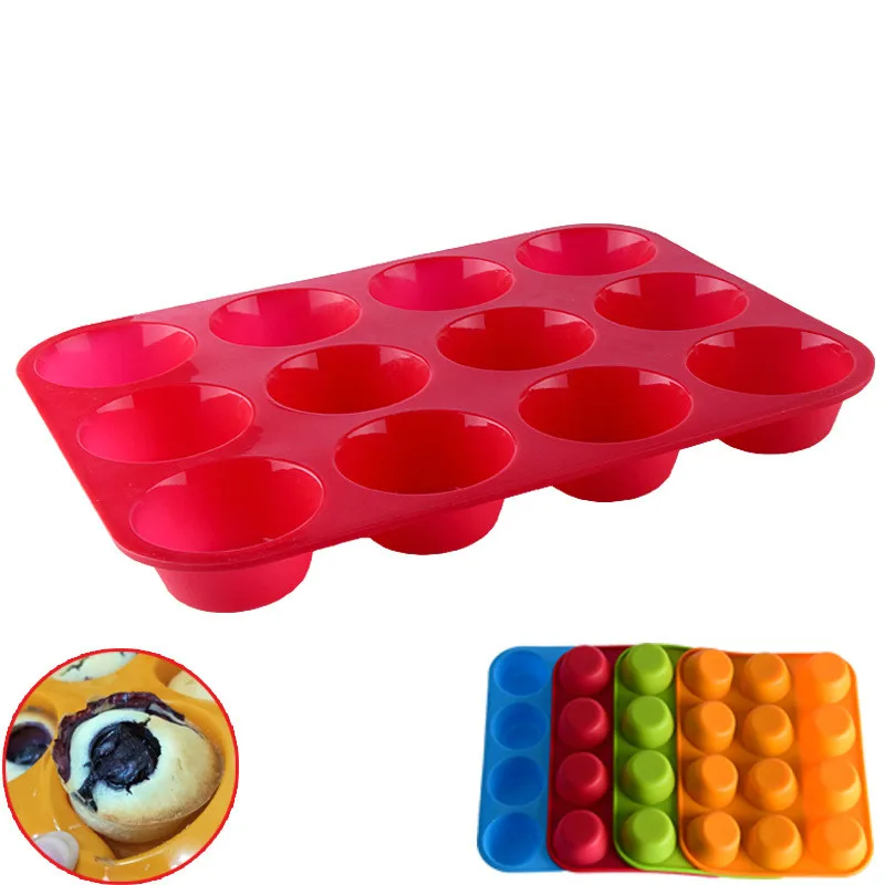 12Hole Cupcakes Mold Muffin Cupcake Silicone Non Stick Soap Chocolate Baking Pan Cake Form | Дом и сад
