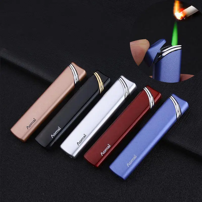 Metal Lighters Long Strip Butane Gas Lighter Personality Fashion Men And Women Windproof Lighter Green Flame Cigarette Lighter
Metal Lighters Long Strip Butane Gas Lighter Personality Fashion Men And Women Windproof Lighter Green Flame Cigarette Lighter
