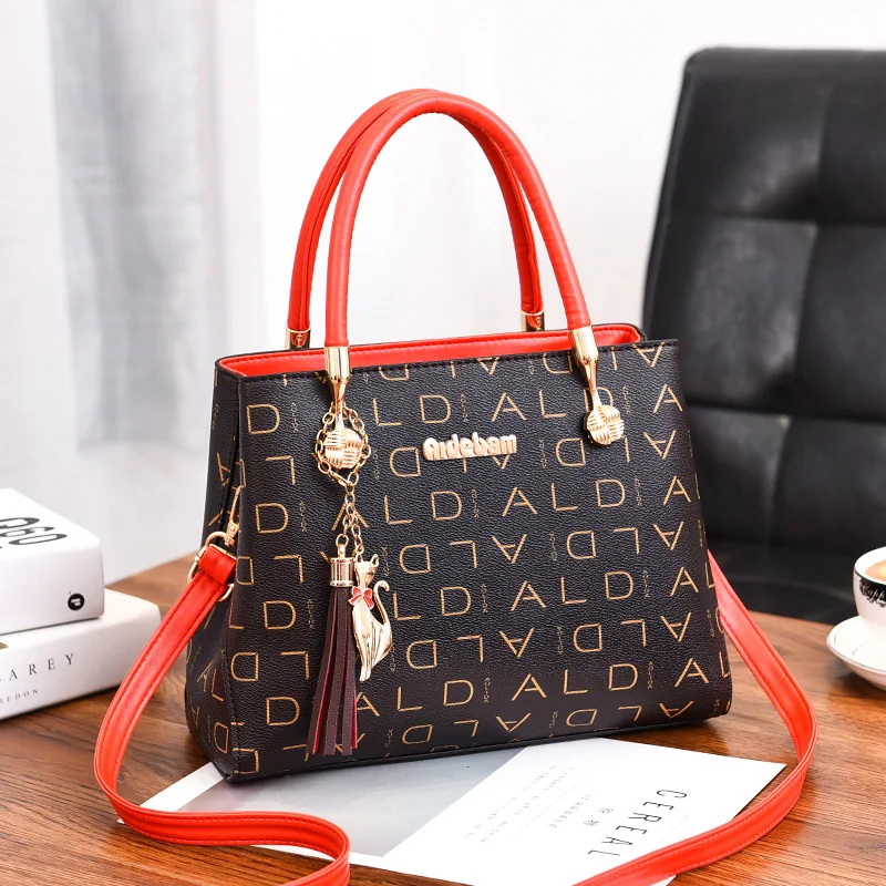 2020 New Style Printed Letter Handbag Contrast Color WOMEN'S Fashion Handbag Bag Europe And America Crossbody Bag