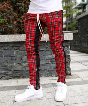 New men's trousers Europe and the United States fashion trend plaid slim color matching feet casual trousers
New men's trousers Europe and the United States fashion trend plaid slim color matching feet casual trousers