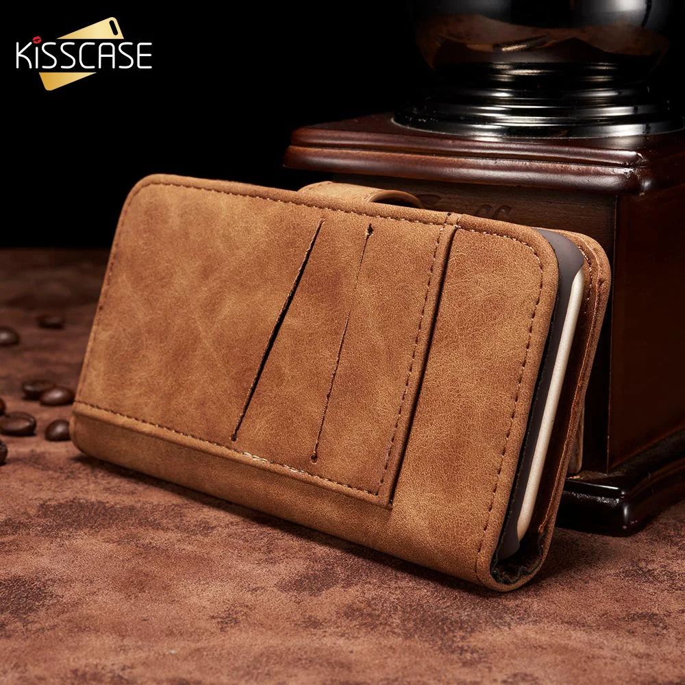 Винтажный чехол книжка KISSCAASE из искусственной кожи для Samsung Note10 Plus S8 S9 S7 деловой S10