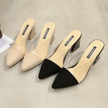 Women's shoes and slippers wear the new style of spring and summer pointed plastic stitching thick heel high heel Roman sho
Women's shoes and slippers wear the new style of spring and summer pointed plastic stitching thick heel high heel Roman sho