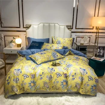 4pc Silky Egyptian cotton Yellow linen Pastoral style Flowers Duvet Cover Bed sheet Fitted sheet set King Size Queen Bedding Set
4pc Silky Egyptian cotton Yellow linen Pastoral style Flowers Duvet Cover Bed sheet Fitted sheet set King Size Queen Bedding Set