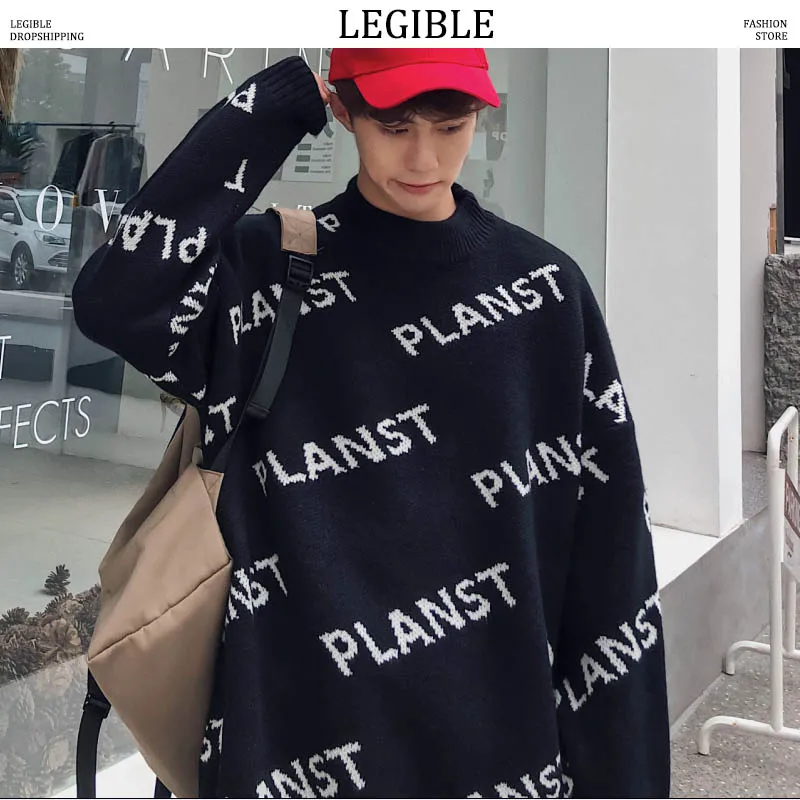 LEGIBLE 2019 New Autumn Winter Hip Hop Sweater Men Casual Loose Letter Mens Sweaters O-Neck Knitting Pullovers Men
LEGIBLE 2019 New Autumn Winter Hip Hop Sweater Men Casual Loose Letter Mens Sweaters O-Neck Knitting Pullovers Men