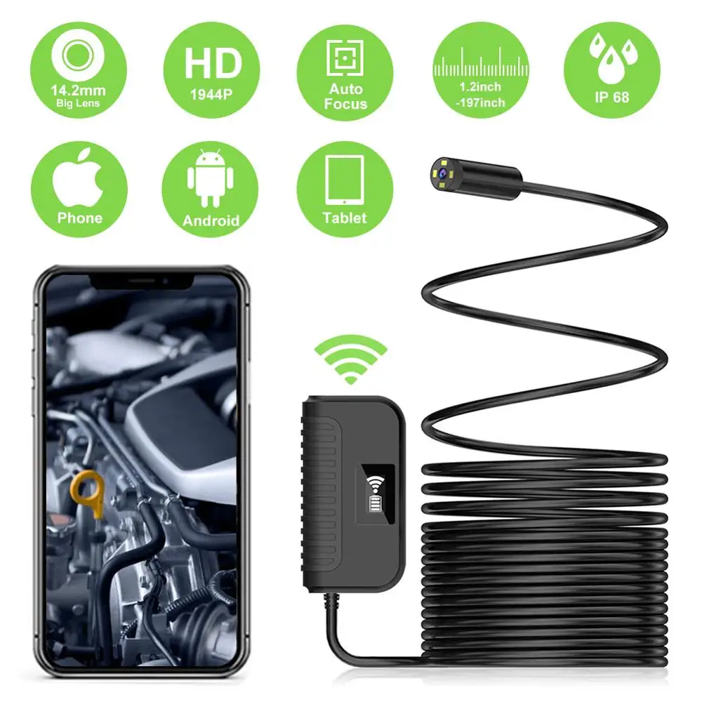 Wireless Endoscope Far Auto Focal 5million Pixels IP68 Waterproof Borescope Inspection Snake Mini Camera for IOS Android PC
Wireless Endoscope Far Auto Focal 5million Pixels IP68 Waterproof Borescope Inspection Snake Mini Camera for IOS Android PC