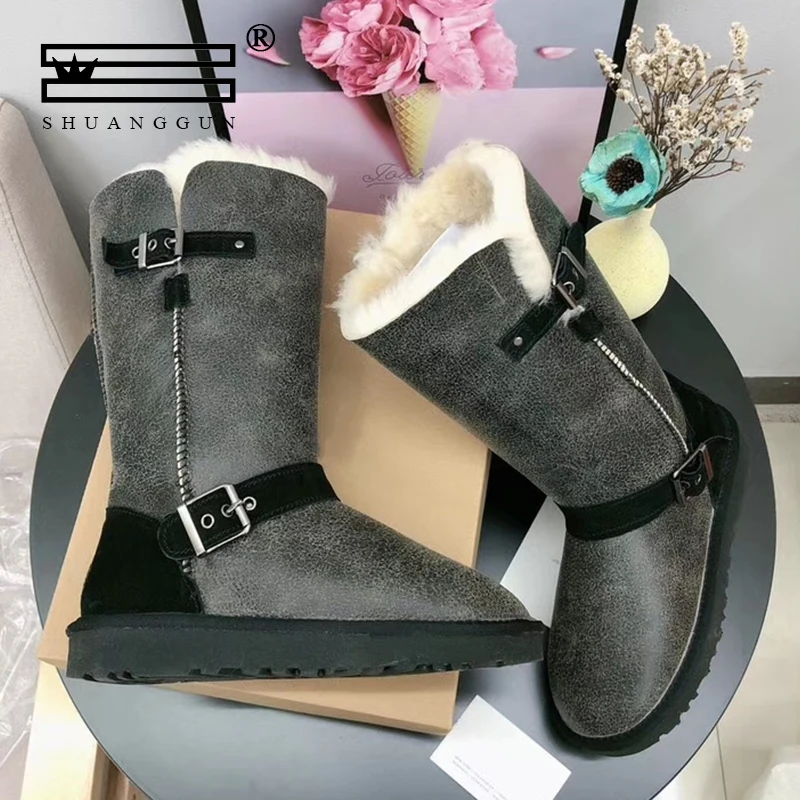 SHUANGGUN 100% Genuine Cowhide leather Snow boots women Top quality Australia Boots Winter Boots for women Warm Botas Mujer
SHUANGGUN 100% Genuine Cowhide leather Snow boots women Top quality Australia Boots Winter Boots for women Warm Botas Mujer