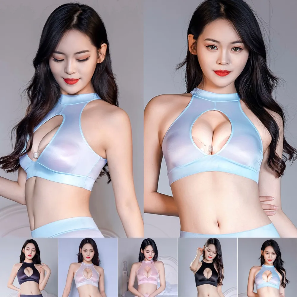 Bras See-Through Shiny Glossy Top Womens Sheer Halter Crop Bralette Tops Tank Vest Underwear Seamless Bra Breathable Lingerie
Bras See-Through Shiny Glossy Top Womens Sheer Halter Crop Bralette Tops Tank Vest Underwear Seamless Bra Breathable Lingerie