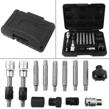 13 Pcs Alternator Freewheel Pulley Removal Socket Bit Set Garage Service Tool Kit CR-V carbon steel
13 Pcs Alternator Freewheel Pulley Removal Socket Bit Set Garage Service Tool Kit CR-V carbon steel