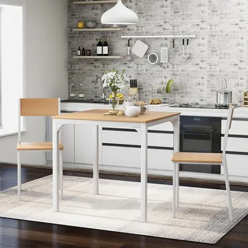 Dining Table 2 Stools Sets Wood Color Resistant Pvc Veneer With Elegant White Metal Accents Functional Modern Compact Furniture
Dining Table 2 Stools Sets Wood Color Resistant Pvc Veneer With Elegant White Metal Accents Functional Modern Compact Furniture
