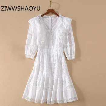 ZIWWSHAOYU Summer Female White Hollow Out Embroidery V-Neck Cotton Dress Women Lace Flounce Elastic Waist Sweet Mini Dresses
ZIWWSHAOYU Summer Female White Hollow Out Embroidery V-Neck Cotton Dress Women Lace Flounce Elastic Waist Sweet Mini Dresses