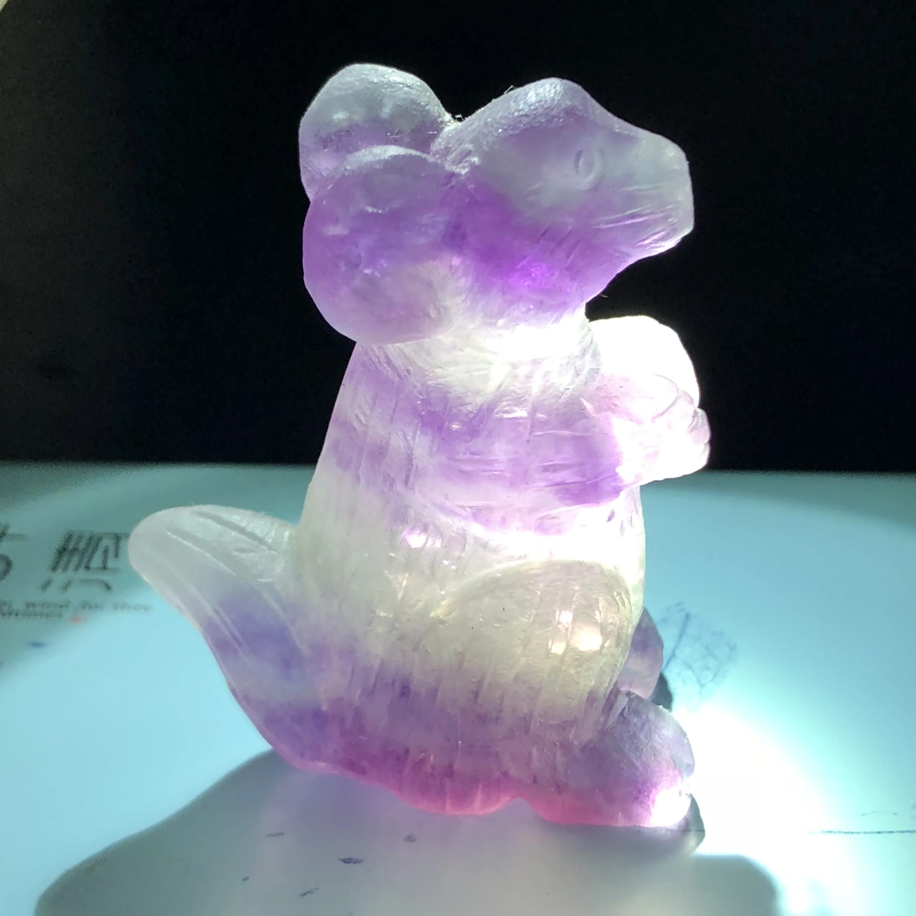 Natural Fluorite rabbit Crystal Figurine Carved Quartz Statue Healing Reiki Meditation Gifts Chakra Stones Healing