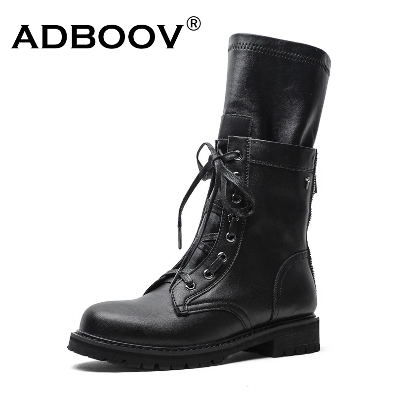 ADBOOV Mid-Calf Motocycle Boots Women Round Toe Back Zip Black Boots Bottines Pour Les Femmes
ADBOOV Mid-Calf Motocycle Boots Women Round Toe Back Zip Black Boots Bottines Pour Les Femmes