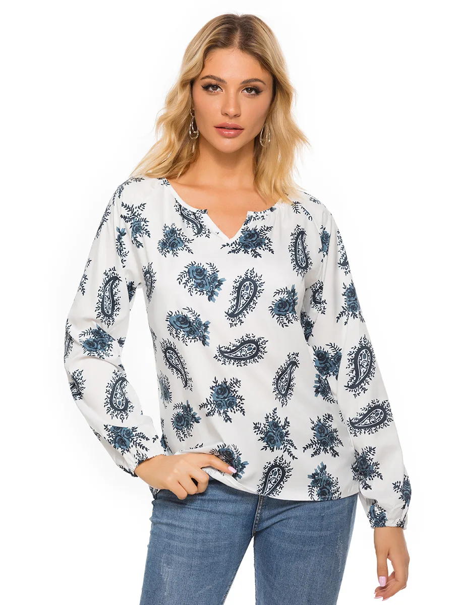 Spring New Style T-shirt, 2020 Women's Tops, Fashion Printed T-shirt, Semi-Open-Collar Bubble Long Sleeve Casual Elegant T-shirt
Spring New Style T-shirt, 2020 Women's Tops, Fashion Printed T-shirt, Semi-Open-Collar Bubble Long Sleeve Casual Elegant T-shirt