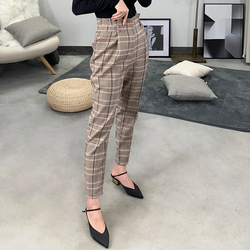 Fashion Autumn Vintage High Waist Grid Casual Pants Women Lattice Trousers Female Office Lady Capris Women Trousers
Fashion Autumn Vintage High Waist Grid Casual Pants Women Lattice Trousers Female Office Lady Capris Women Trousers