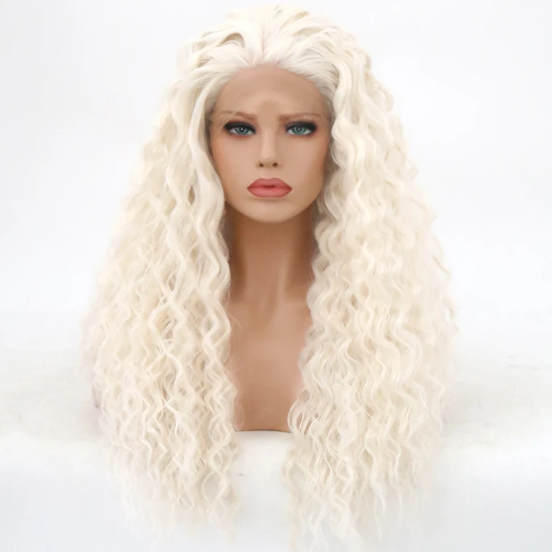 

Charisma Blonde Wig Hand Tied Synthetic Lace Front Wig Heat Resistant Hair Free Parting Natural Hairline For Women Curly Wigs