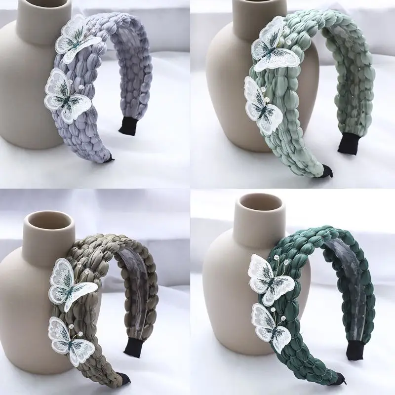Women Girls Handmade Braided Knot Headband Sweet 3D Embroidery Butterfly Hair Hoop Solid Color Non-Slip Plastic Bandana Headdres
Women Girls Handmade Braided Knot Headband Sweet 3D Embroidery Butterfly Hair Hoop Solid Color Non-Slip Plastic Bandana Headdres