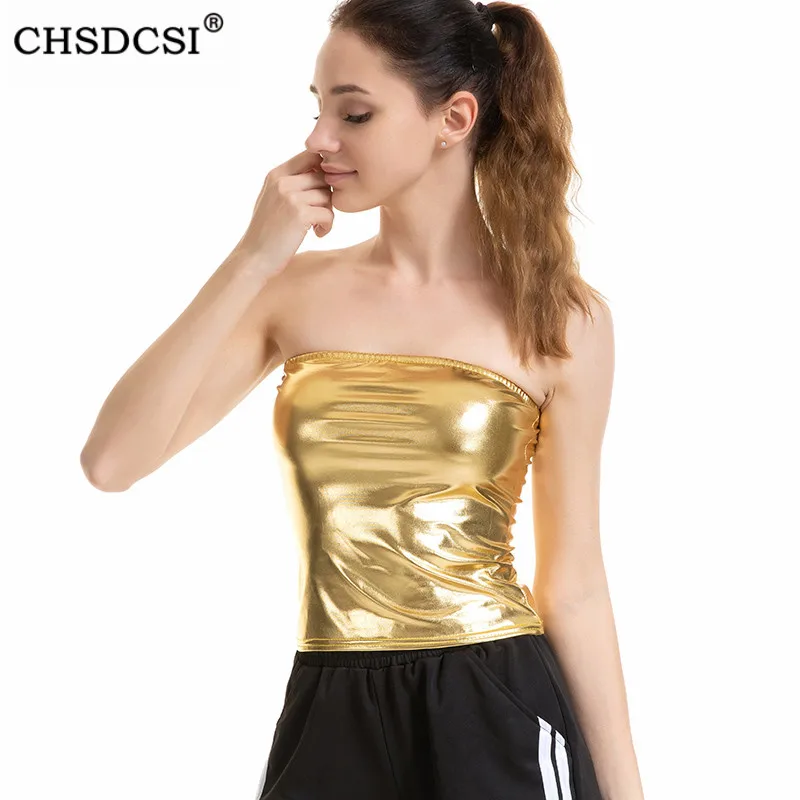 CHSDCSI Female Club Camis Sexy Crop Top Summer Women Tanks Sleeveless Strapless Crop Tops Party Silver Gold Off Shoulder Tops
CHSDCSI Female Club Camis Sexy Crop Top Summer Women Tanks Sleeveless Strapless Crop Tops Party Silver Gold Off Shoulder Tops