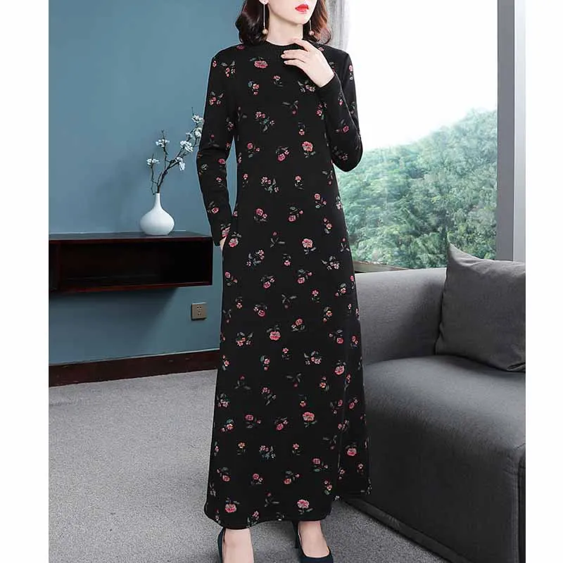 New Style Floral-Print Chiffon Dress Brushed And Thick Autumn And Winter Loose And Plus-sized Cover Belly by Age Korean-style-St
New Style Floral-Print Chiffon Dress Brushed And Thick Autumn And Winter Loose And Plus-sized Cover Belly by Age Korean-style-St