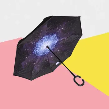 Double-Layer Lazy Umbrella Windproof Reverse Folding Inverted Chuva Umbrella Self Stand Rain Protection C-Hook Hands For Car