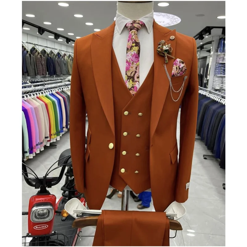Fashion Light Brown Peak Lapel Men Suits Wedding Prom Groom Tuxedos Terno Masculino Slim Fit 3 Pieces Blazer Jacket+Pant+Vest
Fashion Light Brown Peak Lapel Men Suits Wedding Prom Groom Tuxedos Terno Masculino Slim Fit 3 Pieces Blazer Jacket+Pant+Vest