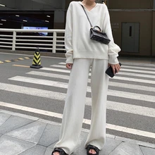 Women'S Casual Autumn Solid Knit Suit Loose Navy Collar Sweater Pullover & High Waist Wide Leg Pants Two-Piece Set Fashion Setup
Women'S Casual Autumn Solid Knit Suit Loose Navy Collar Sweater Pullover & High Waist Wide Leg Pants Two-Piece Set Fashion Setup