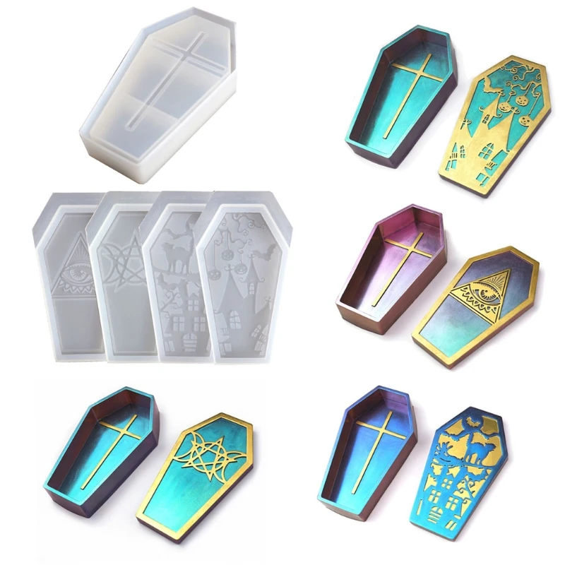 4 Shape Halloween Coffin Molds Coffin Box Silicone Molds Skull Ghost House Storage Box Resin Casting Mold Kit Art Crafts
4 Shape Halloween Coffin Molds Coffin Box Silicone Molds Skull Ghost House Storage Box Resin Casting Mold Kit Art Crafts