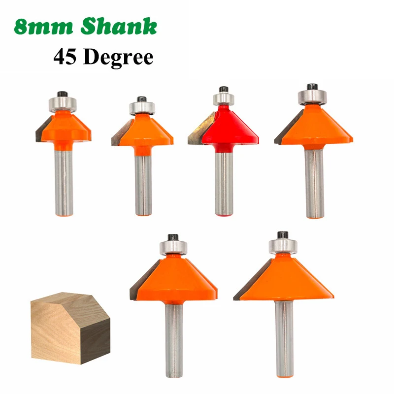 1PC 8MM Shank Milling Cutter Wood Carving 45 Degree Chamfer Edge Forming Router Bit Bevel Flush Trim Bit Woodworking Milling Bit
1PC 8MM Shank Milling Cutter Wood Carving 45 Degree Chamfer Edge Forming Router Bit Bevel Flush Trim Bit Woodworking Milling Bit