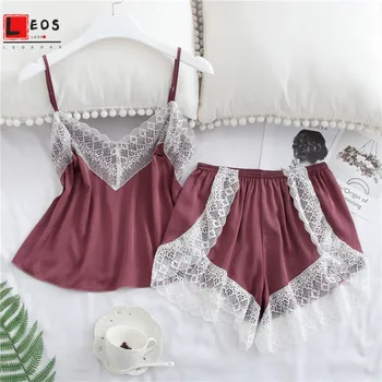 Women Sleepwear 2Pcs Lace V-Neck Sexy Cami Shorts For Ladies Pajamas Set Sleeveless Satin Summer Cute Tracksuit Female Suit
Women Sleepwear 2Pcs Lace V-Neck Sexy Cami Shorts For Ladies Pajamas Set Sleeveless Satin Summer Cute Tracksuit Female Suit