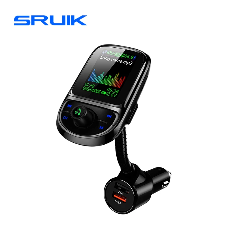 SRUIK 1.77 inch Color Screen FM Transmitter Bluetooth Car QC3.0 Dual USB Charger Bluetooth Radio Transmitter Wireless Modulator
SRUIK 1.77 inch Color Screen FM Transmitter Bluetooth Car QC3.0 Dual USB Charger Bluetooth Radio Transmitter Wireless Modulator