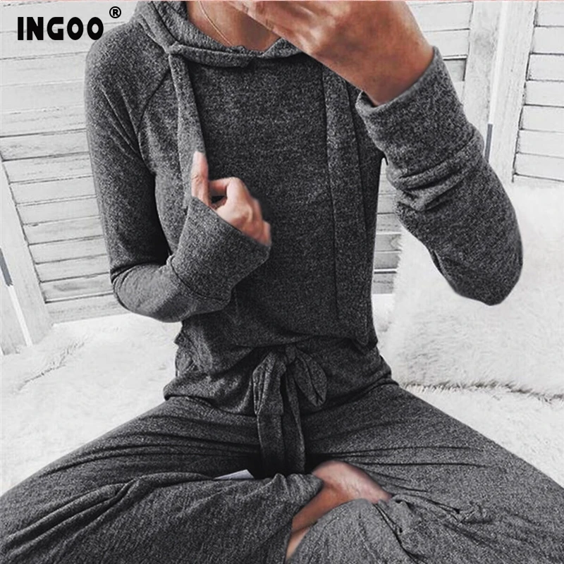 INGOO Autumn Women Bow Lace Up Pleated Long Sleeve Hooded Sweater And Casual Loose Solid Long Trousers Two Piece Track Suit
INGOO Autumn Women Bow Lace Up Pleated Long Sleeve Hooded Sweater And Casual Loose Solid Long Trousers Two Piece Track Suit