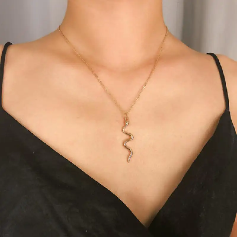 Персонализированные тонкие цепи ожерелье с медальоном в виде змеи для женщин