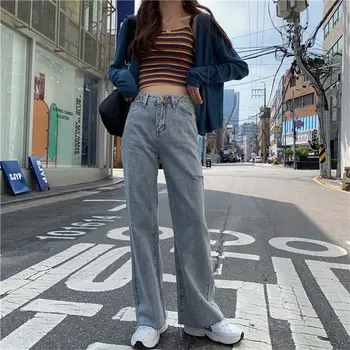 HziriP 2019 Korea Cut-Edge Feminine Casual Wide Leg Jean Pants Denim Women Fresh High Waist Slender All Match Full-Length Pants 
HziriP 2019 Korea Cut-Edge Feminine Casual Wide Leg Jean Pants Denim Women Fresh High Waist Slender All Match Full-Length Pants
