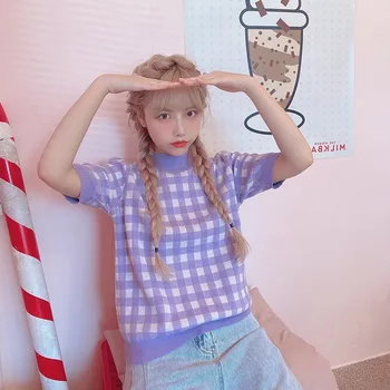 CXFS 2020 New Spring Women Sweater Vintage Female Plaid Short Sleeve Knitted Pullovers Brand Casual Fashion O-Neck Korean Tee
CXFS 2020 New Spring Women Sweater Vintage Female Plaid Short Sleeve Knitted Pullovers Brand Casual Fashion O-Neck Korean Tee