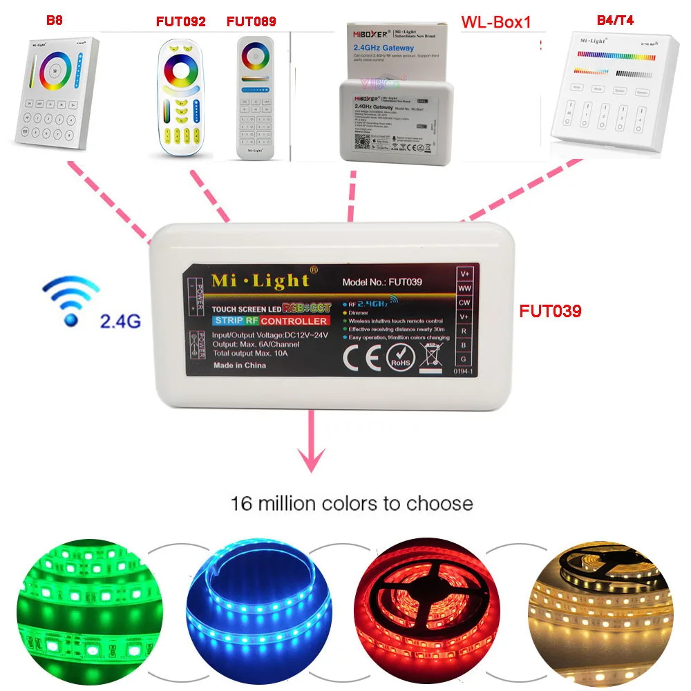 Miboxer 2.4G RGB+CCT/RGBWW led strip Light Controller 4-Zone Remote Smart Panel WiFi iBox FUT039/FUT092/FUT089/WL-Box1/B4/T4
Miboxer 2.4G RGB+CCT/RGBWW led strip Light Controller 4-Zone Remote Smart Panel WiFi iBox FUT039/FUT092/FUT089/WL-Box1/B4/T4