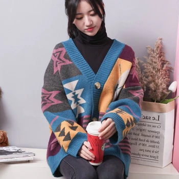 Milinsus 2019 Women Sweater Coat Long Sleeve Oversized Knit Cardigans Colourful Patchwork Knit Jumpers Winter Clothes Women 
Milinsus 2019 Women Sweater Coat Long Sleeve Oversized Knit Cardigans Colourful Patchwork Knit Jumpers Winter Clothes Women
