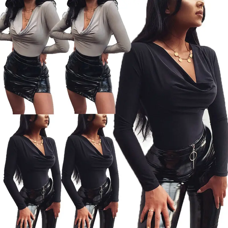 Fashion Womens V Neck Bodycon Long Sleeve Tight Sexy Solid Color Jumpsuit Shorts Bodysuit Playsuits Stretch Leotard Top
Fashion Womens V Neck Bodycon Long Sleeve Tight Sexy Solid Color Jumpsuit Shorts Bodysuit Playsuits Stretch Leotard Top