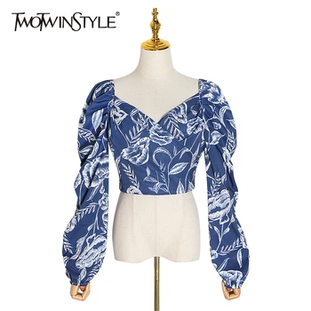 TWOTWINSTYLE Elegant Print Blouses Women Square Collar Lantern Long Sleeve Tunic Ruched Shirts Female Clothing 2020 Fashion Tide
TWOTWINSTYLE Elegant Print Blouses Women Square Collar Lantern Long Sleeve Tunic Ruched Shirts Female Clothing 2020 Fashion Tide