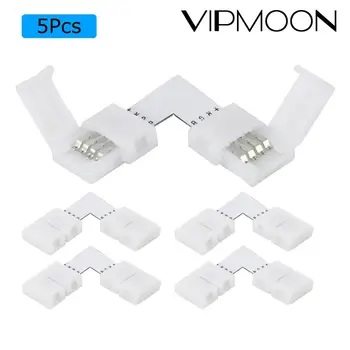 

5pcs 4PIN 8mm Led Connector L Shape 8Mm 4pin Rgb 5050 2835 Led Strips Corner Angle Wire Connectors Install Adapter