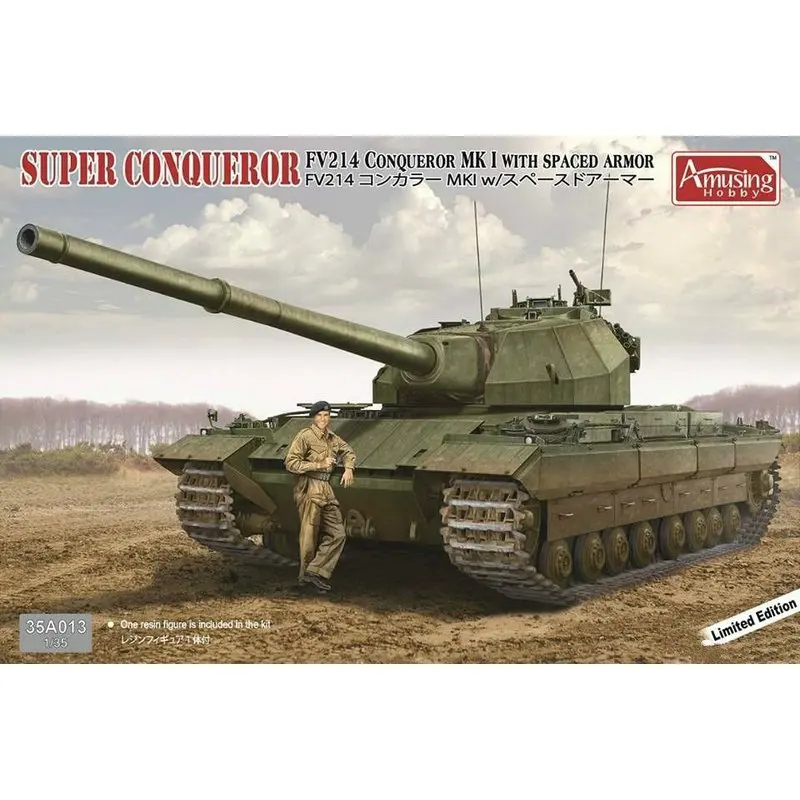 Amusing Hobby 35A013 1/35 British Heavy Tank FV214 Conqueror MK.I with Spaced Armor - Scale Model Kit
Amusing Hobby 35A013 1/35 British Heavy Tank FV214 Conqueror MK.I with Spaced Armor - Scale Model Kit