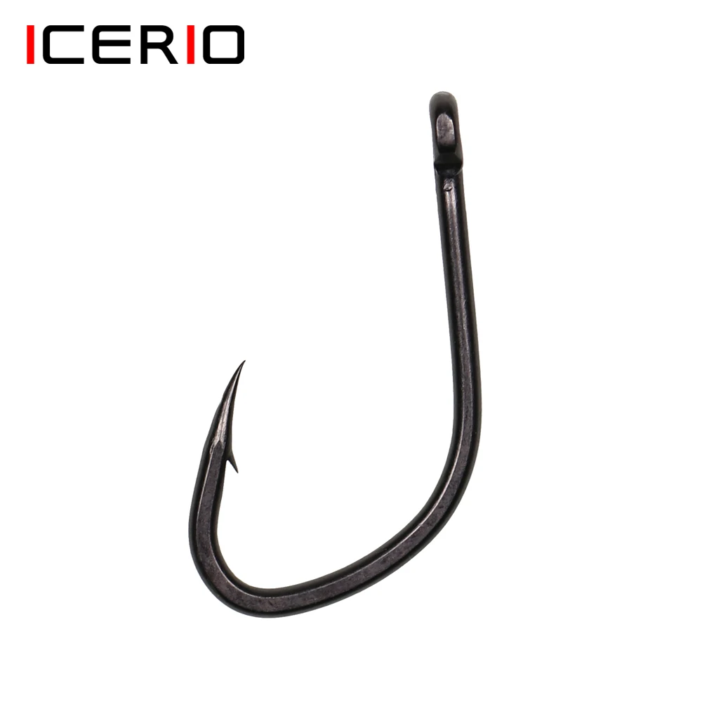 

ICERIO 30PCS Matte Black Carp Fishing Hook V Shape Specimen Barbed Hook Pop-up Rig Fishhook