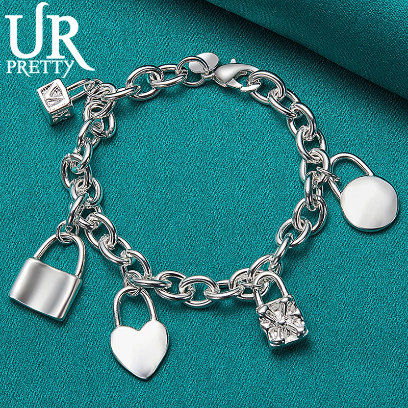 URPRETTY 925 Sterling Silves Round Lock Love Heart Lock Chain Bracelet For Women Wedding Engagement Charm Jewelry
URPRETTY 925 Sterling Silves Round Lock Love Heart Lock Chain Bracelet For Women Wedding Engagement Charm Jewelry