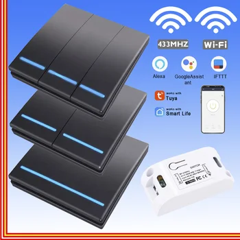 Tuya Intelligent Life APP WiFi 1/2/3 Gang push RF Light Interruptor 433Mhz DIY Parede
Tuya Intelligent Life APP WiFi 1/2/3 Gang push RF Light Interruptor 433Mhz DIY Parede