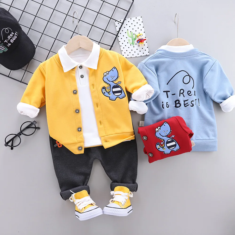 Childrenswear Children out Clothes Three-piece Set Autumn New Style Casual Cartoon Little Dinosaur Long Sleeve Cardigan Suit
Childrenswear Children out Clothes Three-piece Set Autumn New Style Casual Cartoon Little Dinosaur Long Sleeve Cardigan Suit