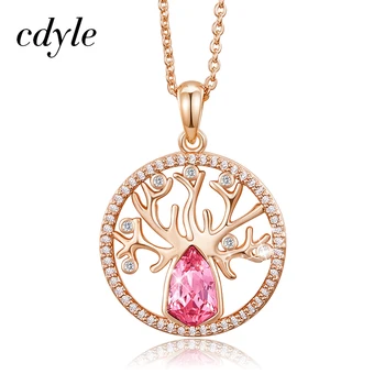 Cdyle 2019 Women's Micro Pave Zircon Round Shaped Rose Gold Tree of Life Pendant Chain Necklace with Pink Crystal 
Cdyle 2019 Women's Micro Pave Zircon Round Shaped Rose Gold Tree of Life Pendant Chain Necklace with Pink Crystal